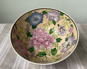 Vintage Chinese Floral Bowl, Hand-Painted Asian Dish, Decorative Bowl