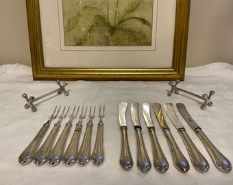 Vintage Silver Plated Fruit Knife and Fork Set, Roberts and Belk