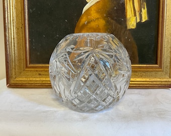 Vintage Cut Crystal Rose Bowl, Table Centerpiece