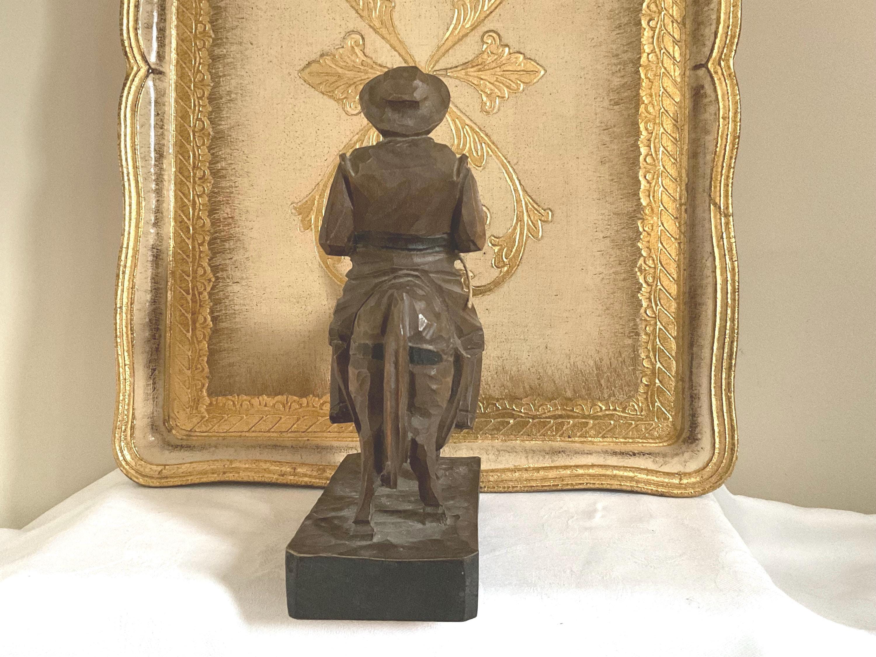 Vintage Ouro Artesania Don Quixote Hand Carved Statue, Made