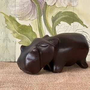 Decorative hand carved wooden hippo , hand crafted hippopotamus , wooden hippo figurine,collectible craft work, hippo