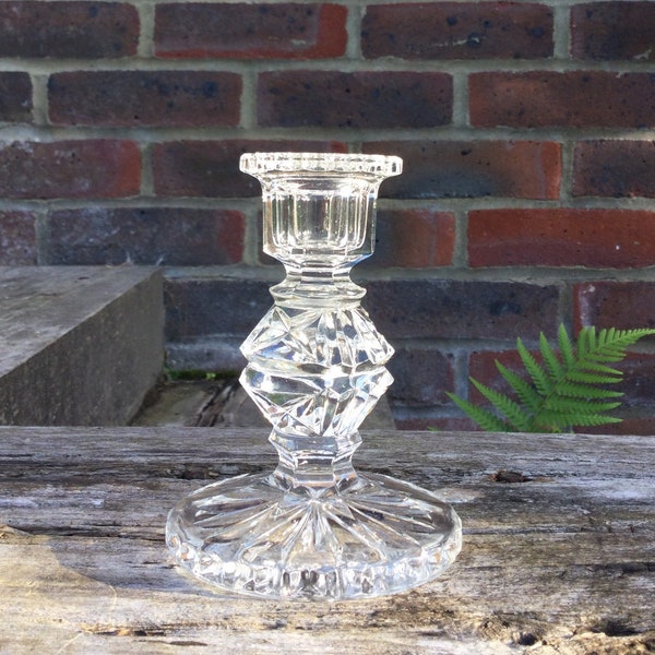 Vintage crystal Perfect light catching glass candle holder, cut glass candle holder, table decor