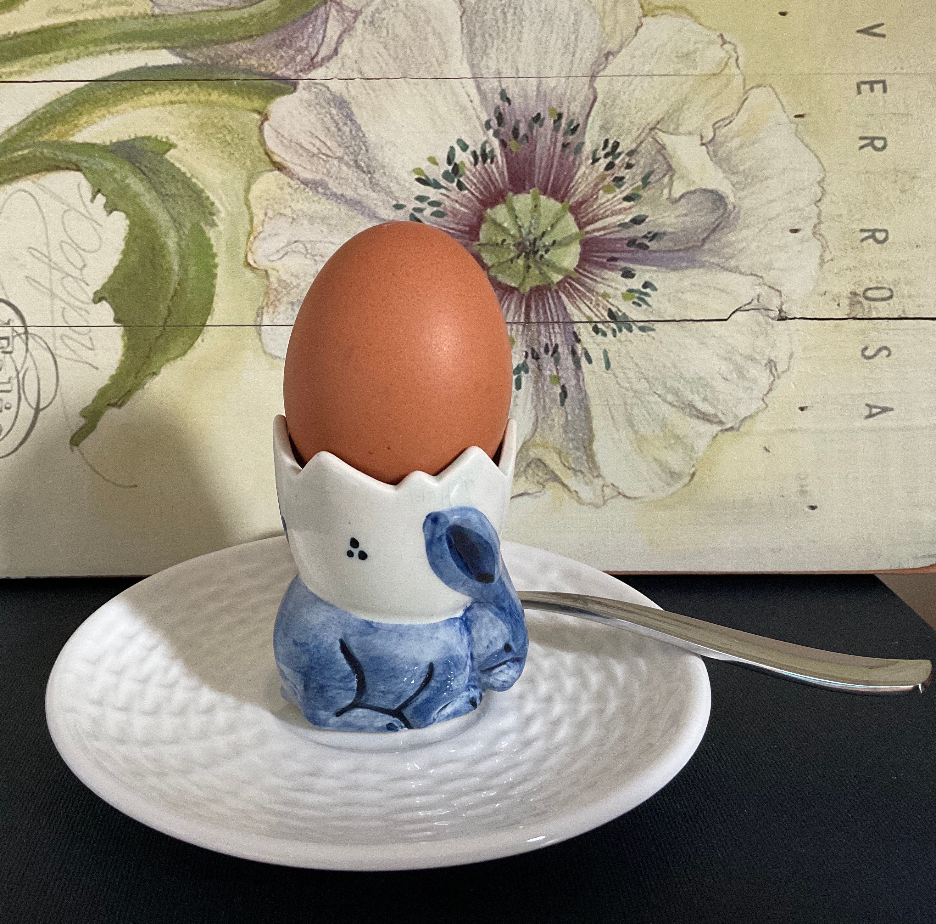 Rabbit Flower Shape Embossed Porcelain Egg Holder Egg Tools Creative Small  Ceramic Cup Wine Cup Single Cute Egg Shape Cup