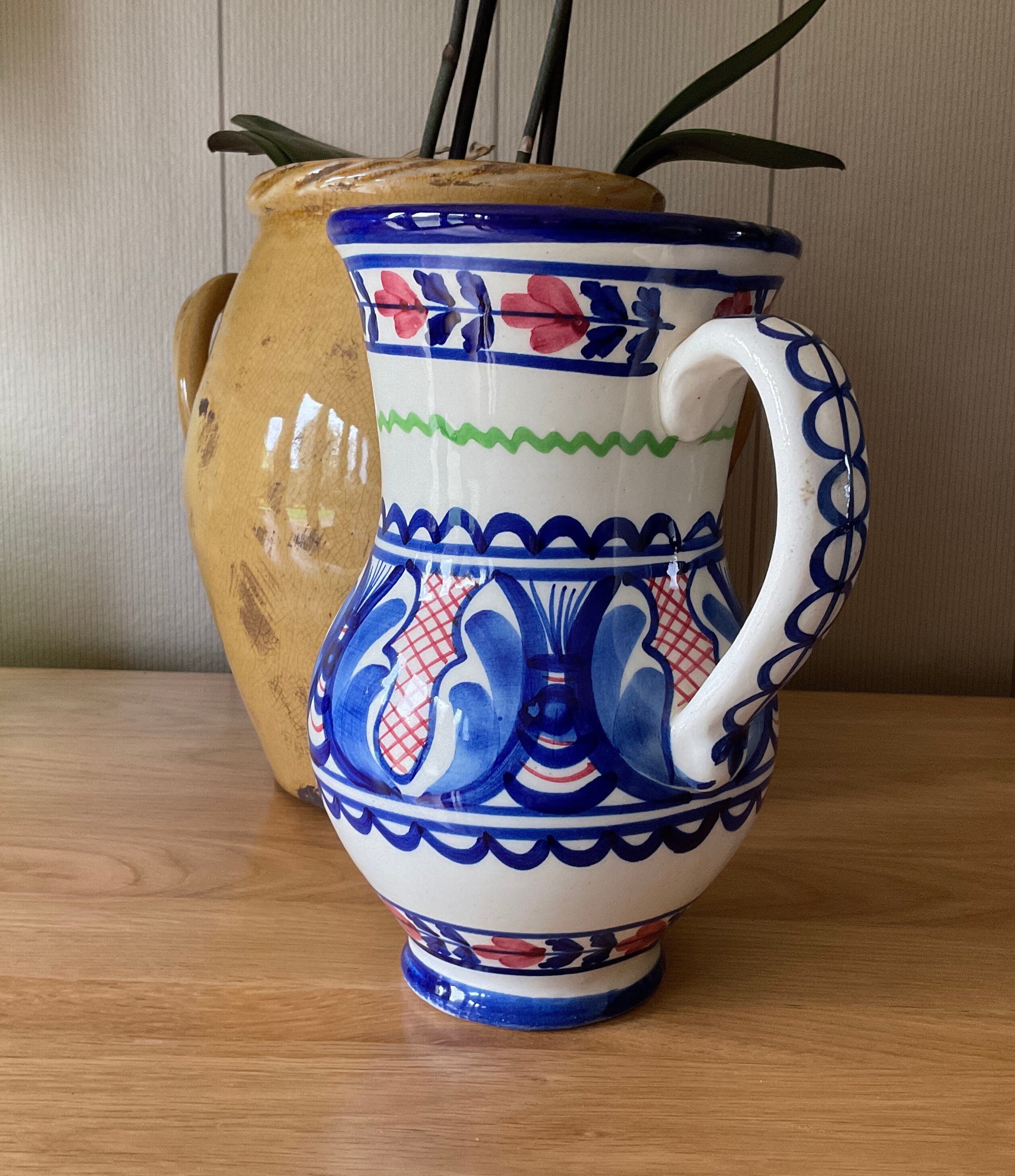 Terracotta White, 2 Quart Pitcher - Hand Painted from Spain