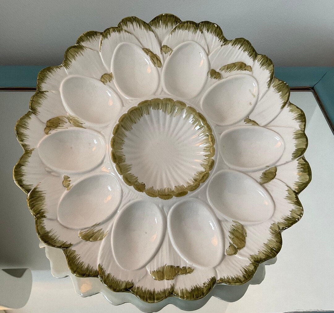 Enchanting Hand Painted Vintage Devilled Egg Plate Egg Etsy
