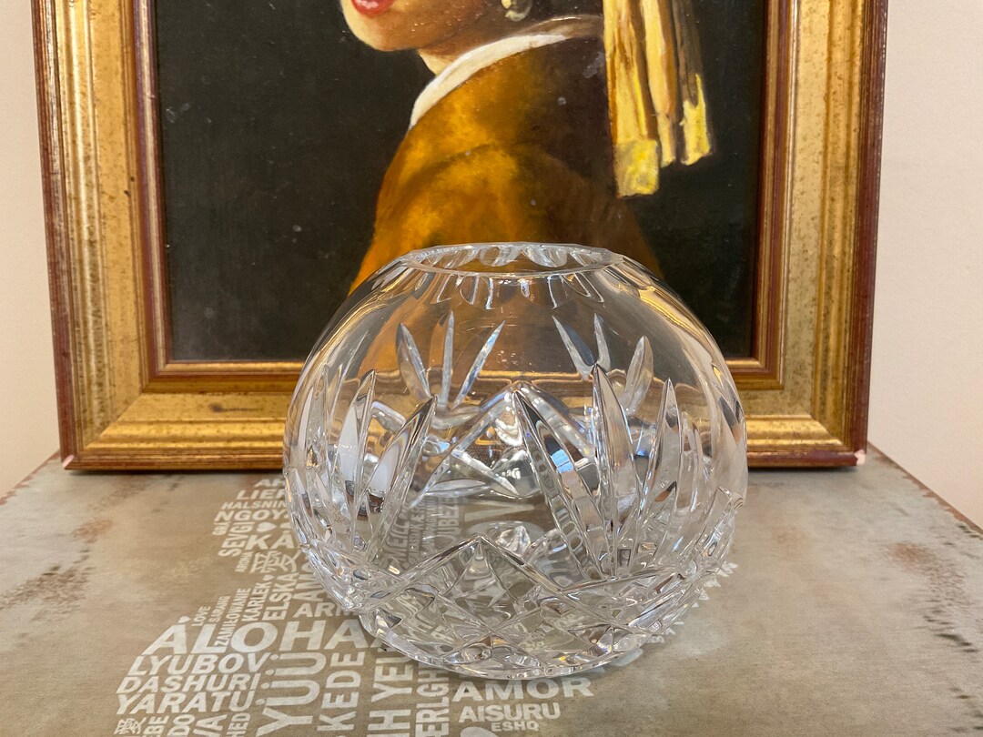 Vintage Cut Glass Rose Bowl , Fine Quality Weighty Crystal Rose Bud