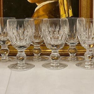 Six Vintage Waterford Maureen lead crystal sherry port liqueur glasses, fine weighty glassware, Waterford, perfect condition