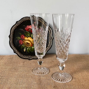 Vintage crystal glass champagne glass pair, gift idea, boho champagne glasses, Prosecco flutes, champagne glasses
