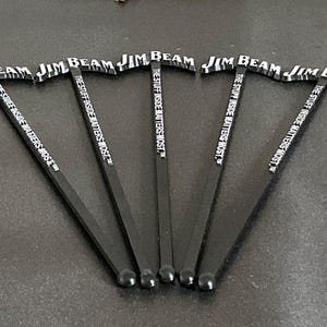 Vintage Jim Beam Drinks stirrers, black and white Bourbon swizzle sticks, promotional drinks stirrers, collectors barware, retro bar