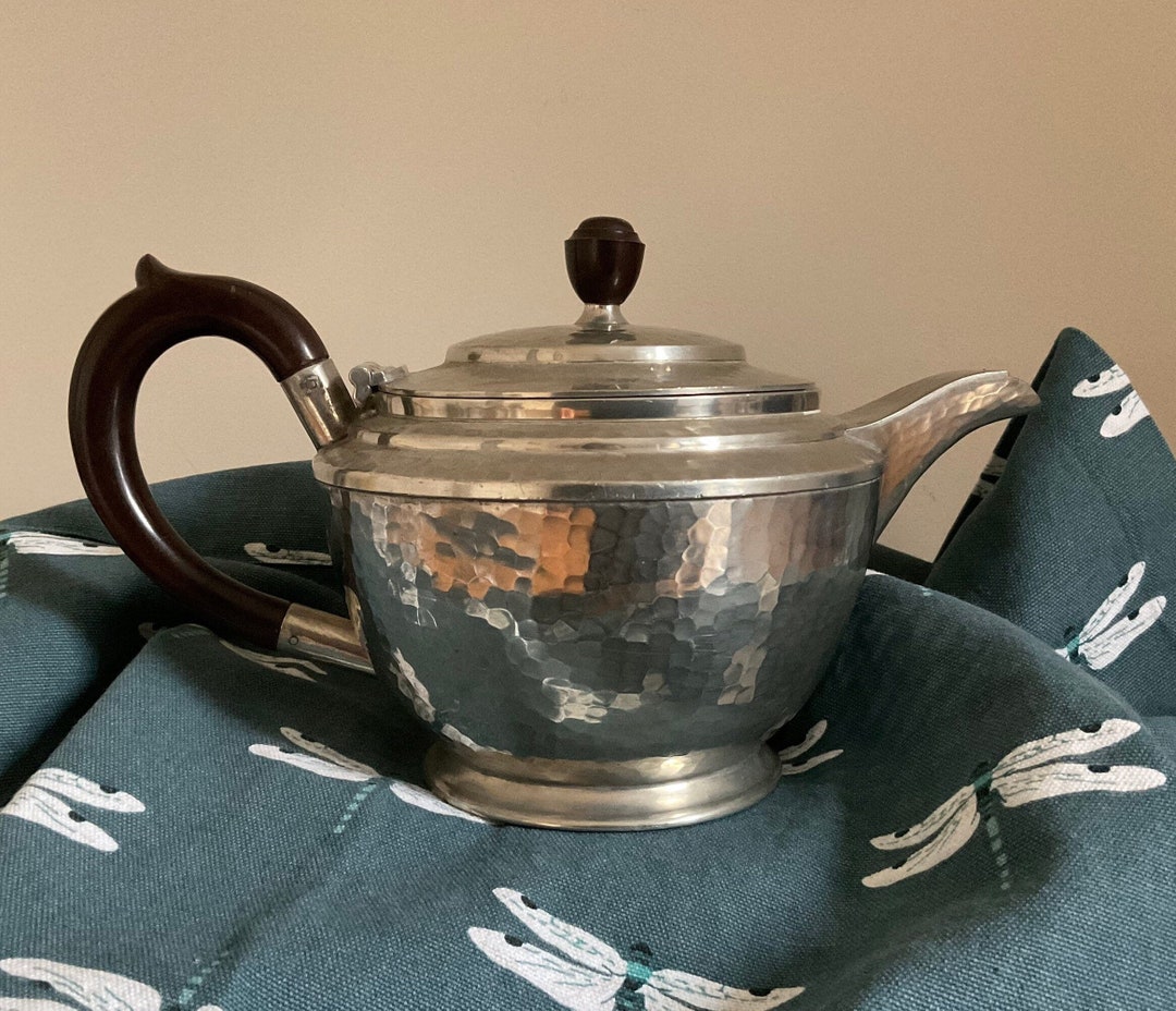 Elegant Pewter Teapot, My Lady Design Bakelite Curved Handle, 1950