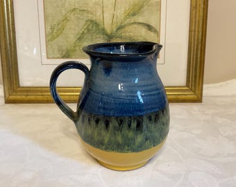 Vintage Spanish Pottery Jug, Coastal Glazed Pitcher
