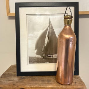 Antique copper hot water bottle, copper hot water flask, foot warmer, carriage hot water bottle, collectible for your home interior
