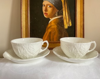 Vintage Coalport Countryware Teetasse und Untertasse Set, geprägtes Blattdesign