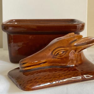 Vintage french goat or chèvre terrine, terrine, french cuisine, cinghiale, brown terrine, meat terrine, country style home interior