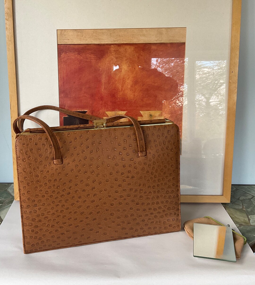 Vintage Ackery of London Genuine Ostrich Leather Twin Handled Large Caramel Handbag Statement Piece Investment Handbag Goodwood Revival Etsy UK