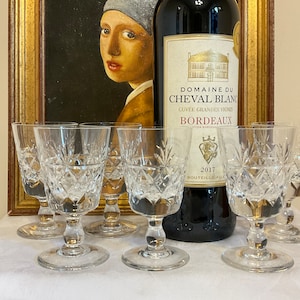 Beautiful Royal Brierley Bruce cut lead crystal 1970 sherry port or liqueur glass set of six, perfect condition, gift idea