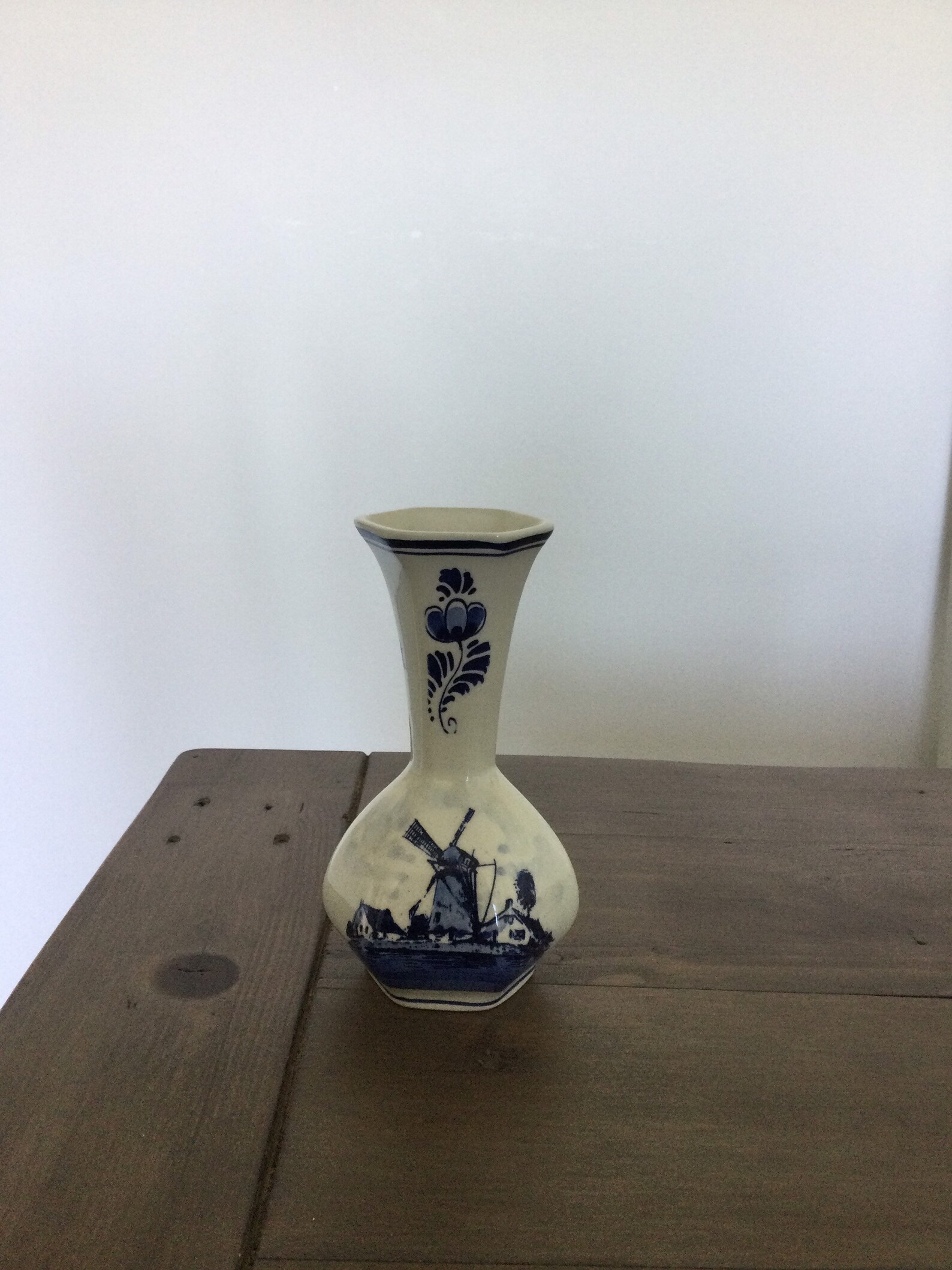 Blue and White Delft Vase with Windmill design made in Holland Etsy