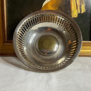 Vintage silver reticulated EPNS silver dish, silver plated bottle coaster, silver trinket dish, gift idea