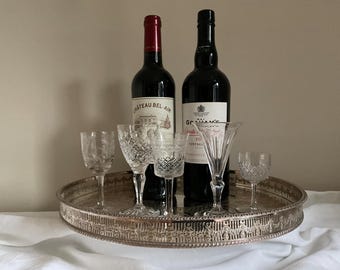 Vintage Silver Plated Cocktail Tray, Viners of England, Galleried Champagne Tray