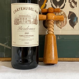 Vintage wood corkscrew, Wooden corkscrew, Retro twin handled corkscrew, corkscrew, bottle opener, vintage bar, wine bottle opener