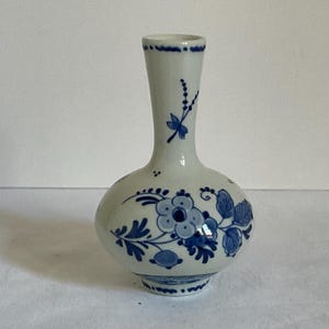 Irresistible Genuine Royal Blue Delftware miniature vase, blue and white floral hand painted ceramic vase , beautiful home decor, Holland