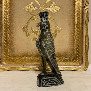 Superb Horus Falcon figurine, statue ,Ancient god of the sky, Egyptian carved green stone, Egyptian God, gift idea
