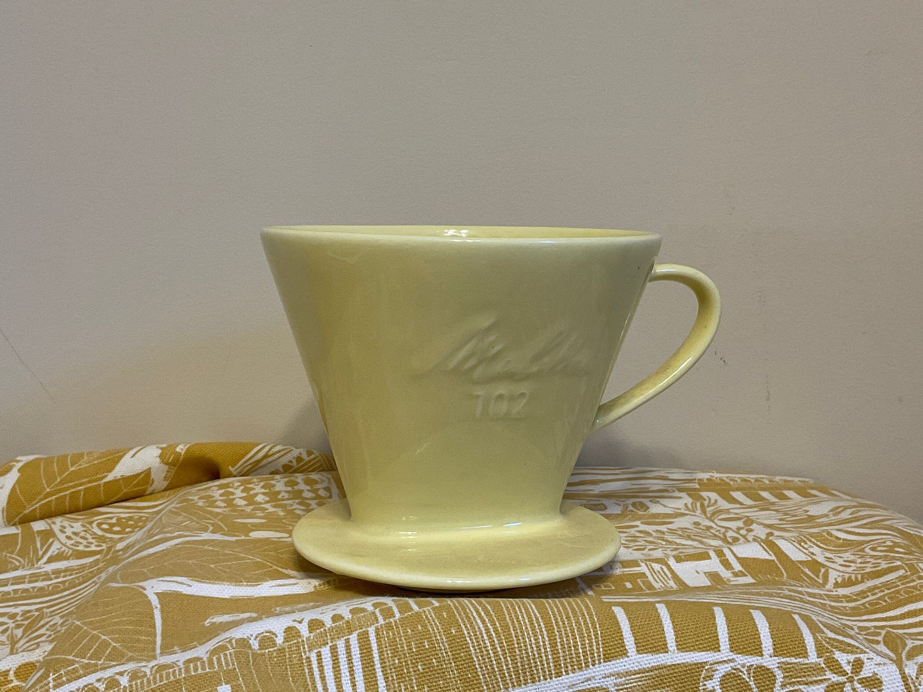 Vintage Pale Yellow Melitta 102 Ceramic Pour Over Coffee