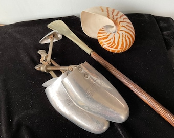 Vintage Metal Shoe Stretchers, J Finley Manchester, Dressing Room Decor