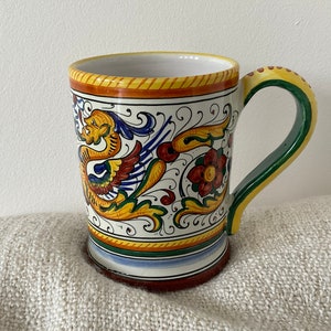 Beautiful vintage hand crafted Deruta mug from Italy, Italian folk art, Italy gift, Italian ceramics, Italy memento, perfect condition