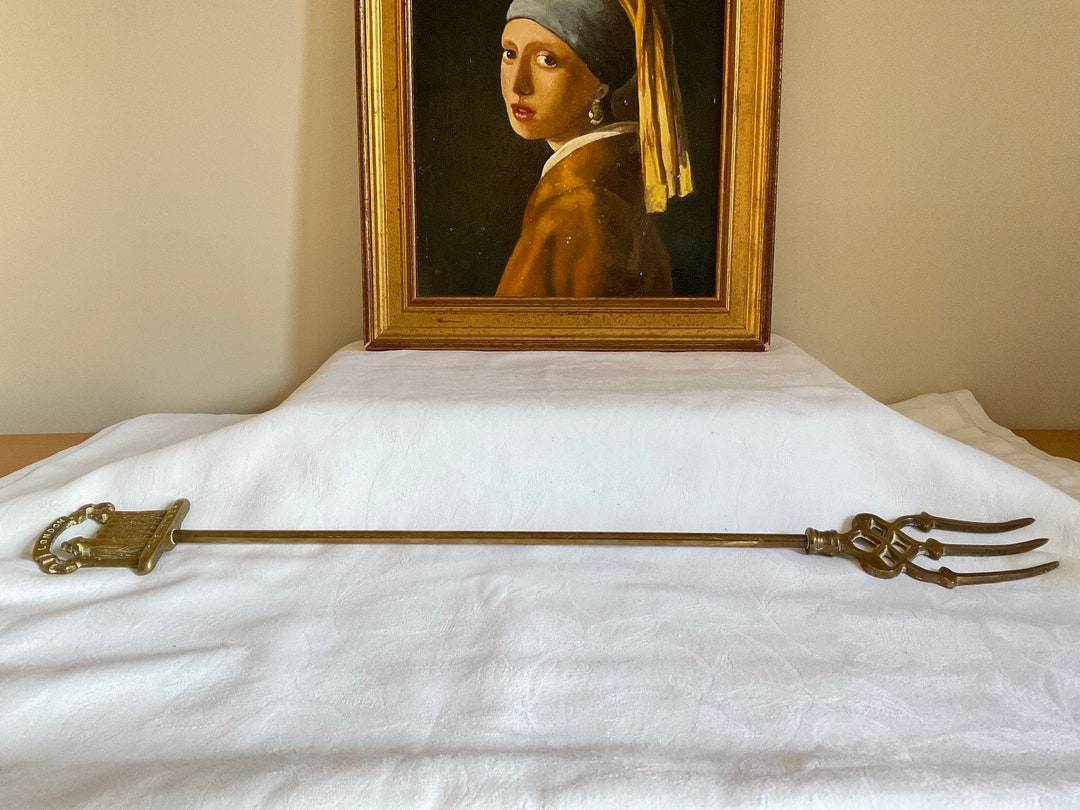 Antique Brass Crumpet Toasting Fork, Fireside Companion, Toasting Fork