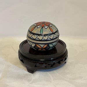 Vintage mexikanische Schmuckschale mit Deckel, signiert JS Mex, dekorativer Steinguttopf von Javier Servin, perfekt für Ringe oder Pillen