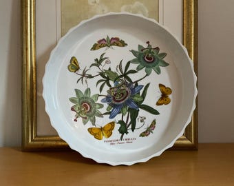 Vintage Portmeirion Botanic Garden Quiche Dish, Passionflower Butterfly Design, 27.5cm