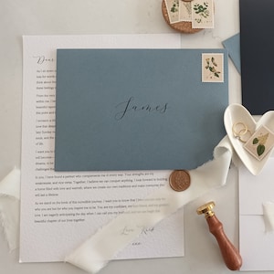 Lettera d'amore personalizzata/Al mio sposo/Alla mia sposa/A mio marito per il giorno delle nostre nozze/Lettere alla sposa/Lettera per il giorno delle nozze/Busta blu scuro