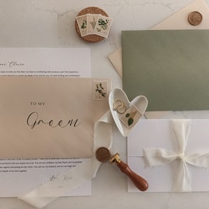 Personalised Love Letter|To My Groom|To My Bride|Boyfriend Girlfriend|Anniversary|Wax Sealed|Wedding Vows|Almond CreamEnvelope-Cream Ribbon