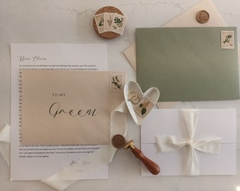 Personalised Love Letter|To My Groom|To My Bride|Boyfriend Girlfriend|Anniversary|Wax Sealed|Wedding Vows|Almond CreamEnvelope-Cream Ribbon