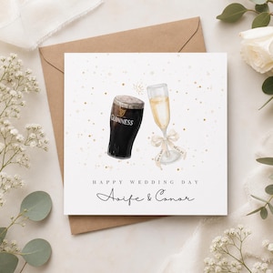 Personalisierte irische Hochzeitskarte|Glückwunschpaar Hochzeitskarte|Guinness&Prosecco Karte|Irische Hochzeit|Guinness Hochzeitskarte|Hochzeitsfeier