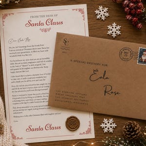 Personalised Letter From Santa|Official Letter From Santa|Letter from Santa|North Pole|Nice List|Babys 1st Christmas|Red Envelope|Wax SealLetter From Santa|Father Christmas|North Pole Mail|From Santa Claus|Lapland Invite|Baby First Christmas