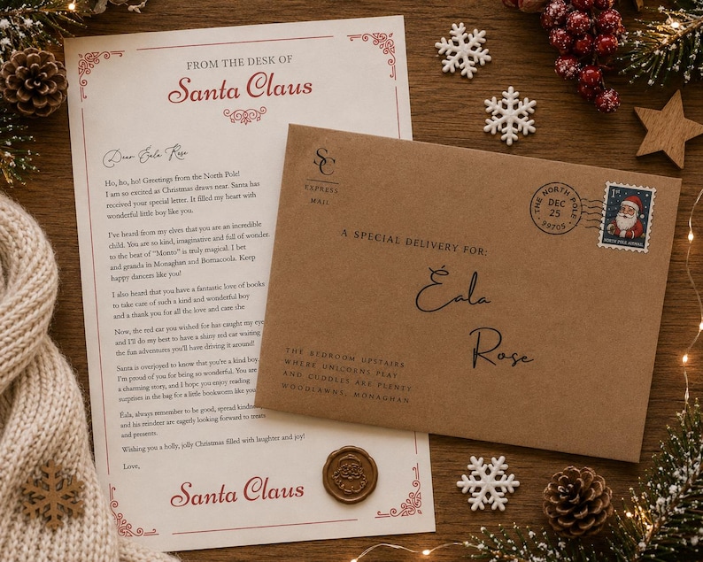 Personalised Letter From Santa|Official Letter From Santa|Letter from Santa|North Pole|Nice List|Babys 1st Christmas|Red Envelope|Wax SealLetter From Santa|Father Christmas|North Pole Mail|From Santa Claus|Lapland Invite|Baby First Christmas