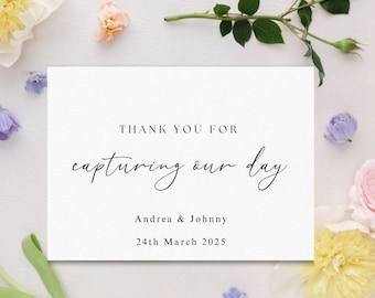 Carte de remerciement pour photographe|Carte pour photographe de mariage|Remerciement de mariage|Mariage d'hiver |Carte de vidéaste de mariage|Carte de remerciement de mariage