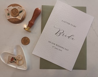 Wedding Letter To Wife Card|Personalised Love Letter|Wedding Day Letter To My Bride|To My Wife On Our Wedding Day Card|Wax Seal|To My Bride