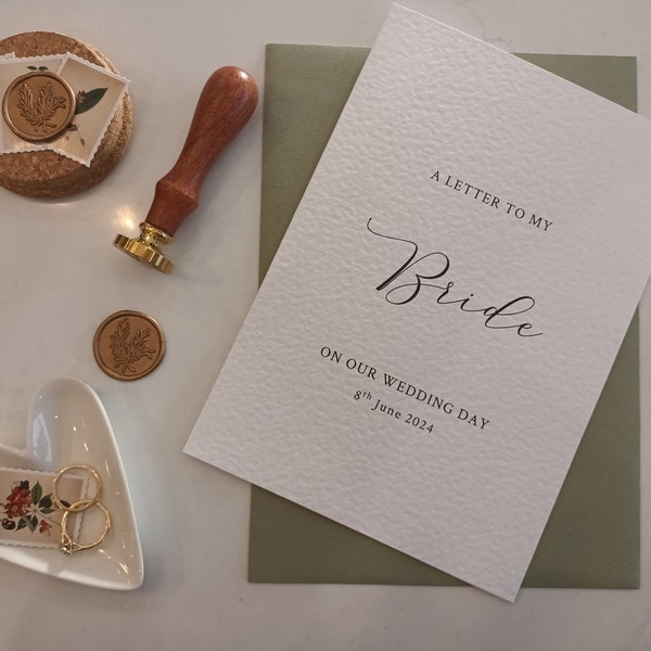 Wedding Letter To Wife Card|Personalised Love Letter|Wedding Day Letter To My Bride|To My Wife On Our Wedding Day Card|Wax Seal|To My Bride