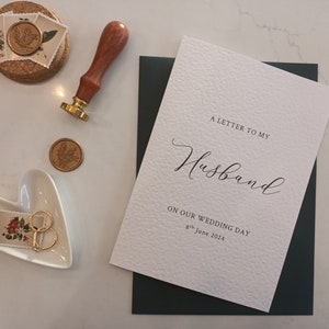 Wedding Letter To Husband CardPersonalised Love LetterWedding Day Letter To My HusbandOn Our Wedding Day CardTo My GroomWax Seal image 1