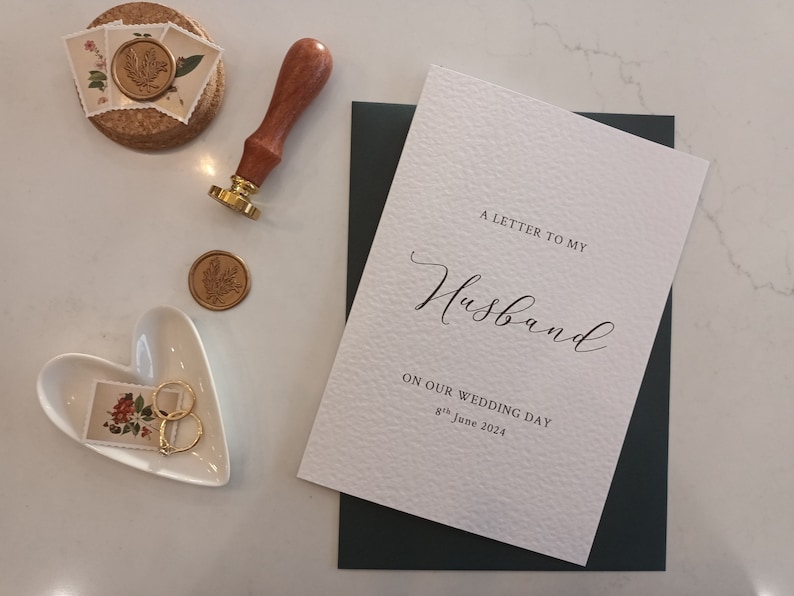 Wedding Letter To Husband CardPersonalised Love LetterWedding Day Letter To My HusbandOn Our Wedding Day CardTo My GroomWax Seal image 1