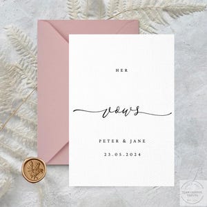 Tarjeta de votos para él y para ella/Tarjeta de votos para ella/Tarjeta de votos matrimoniales/Nuestros votos/Sello de lacre/Tarjeta de votos personalizada/Tarjeta de votos matrimoniales personalizada/Día de la boda