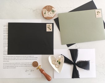 Personalised Love Letter|To My Groom|To My Bride|Wedding Vows|Personalised Gift Present|First Anniversary|Wax Sealed|Black Envelope/Ribbon