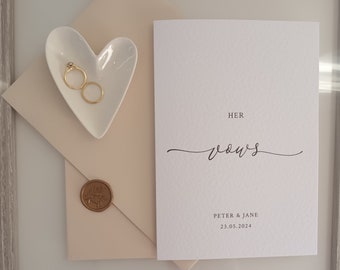 His And Her Vows Card|Her Vows Card|Wedding Vows Card|Our Vows|Wax Seal|Personalised Vows Card|Personalised Wedding Vows Card|Wedding Day