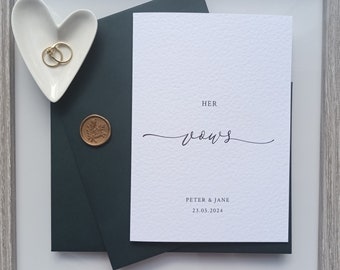 His And Her Vows Card|Her Vows Card|Wedding Vows Card|Our Vows|Wax Seal|Personalised Vows Card|Personalised Wedding Vows Card|Wedding Day