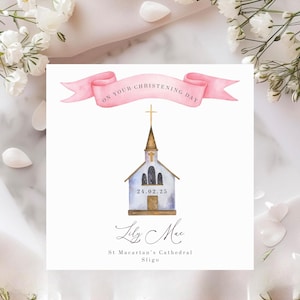Tarjeta personalizada para el día del bautizo de una niña/Tarjeta personalizada para el día del bautizo/Día del nombre/Tarjeta de bautizo/Ahijado/Tarjeta para el día del bautizo/Bebé