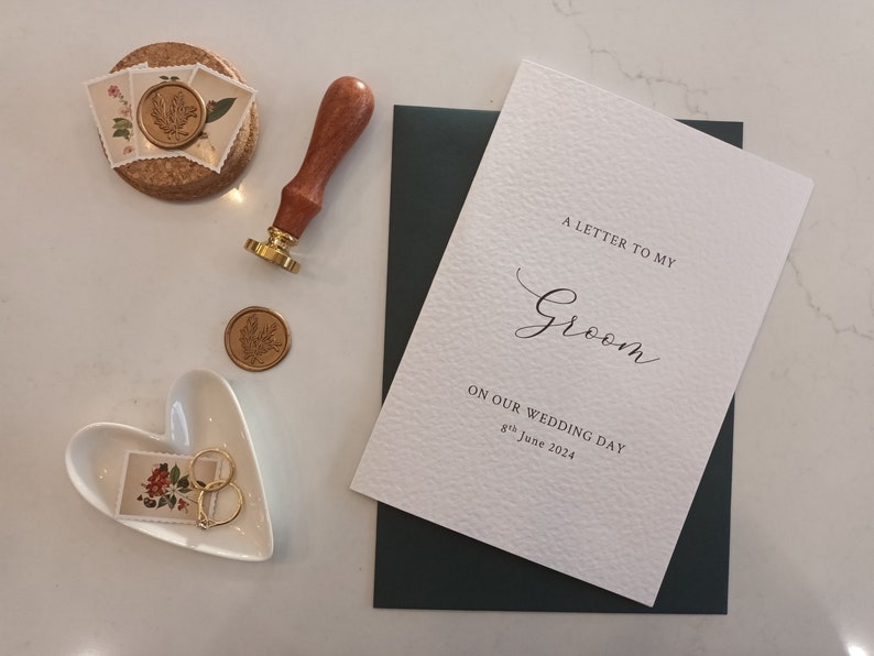 Wedding Letter To Husband CardPersonalised Love LetterWedding Day Letter To My HusbandOn Our Wedding Day CardTo My GroomWax Seal image 2