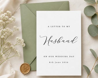 Zu meinem Bräutigam an unserem Hochzeitstag | Buchstabe an meinen Bräutigam Karte | Personalisiert am Hochzeitstag Karte | Zukünftiger Ehemann Karte | Karte für meinen Mann